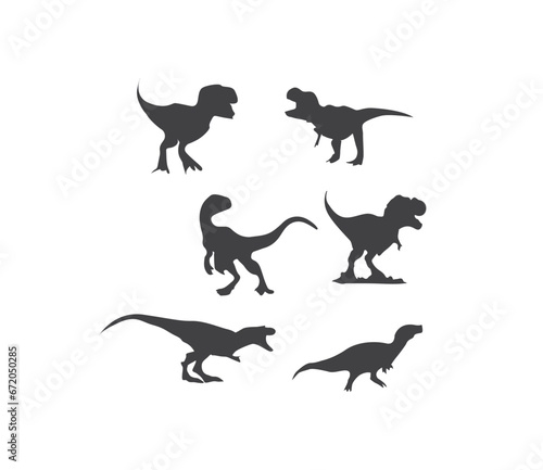  vector set of dinosaurs silhouettes collection