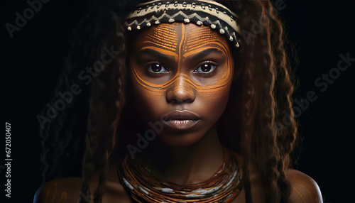 a very black australian Aboriginal woman. model advertisement