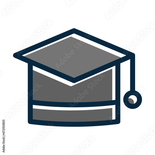 Mortar Board Vector Thick Line Filled Dark Colors