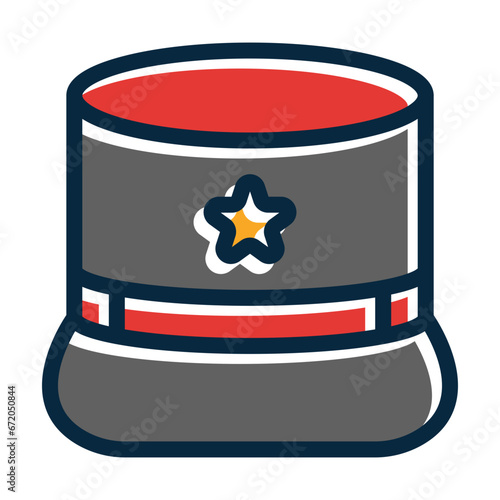 Kepi Hat Vector Thick Line Filled Dark Colors