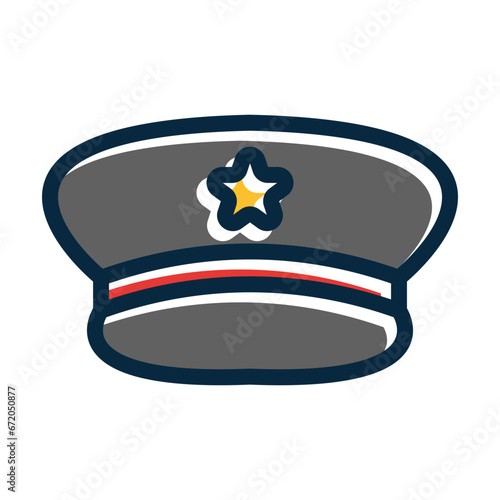 Peaked Hat Vector Thick Line Filled Dark Colors
