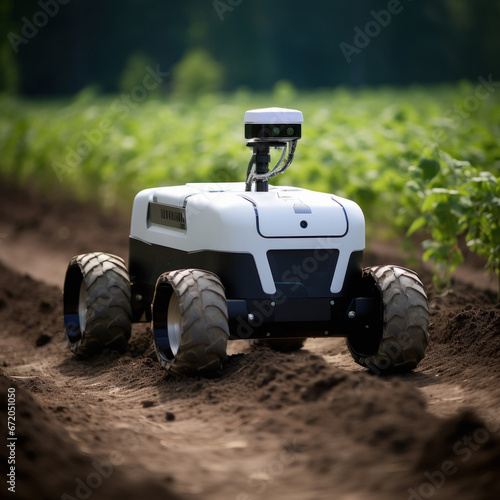 electric Agricultural machine working at the fields