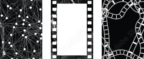 Grunge Filmstrip Border Frame . Film frame photo strip. Camera roll vintage design  .Photo Album. Grunge effect .Vector