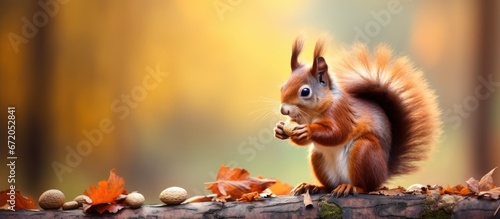 Cute squirrels are indulging in delicious nuts
