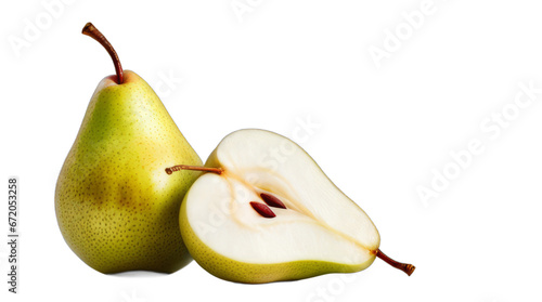 pear and slice transparent, white background, isolate, png