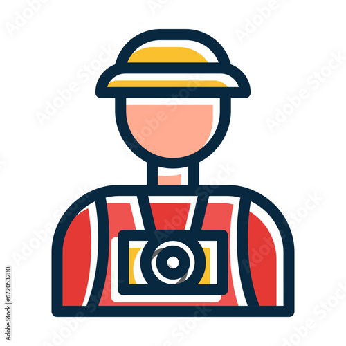 Tourist Vector Thick Line Filled Dark Colors