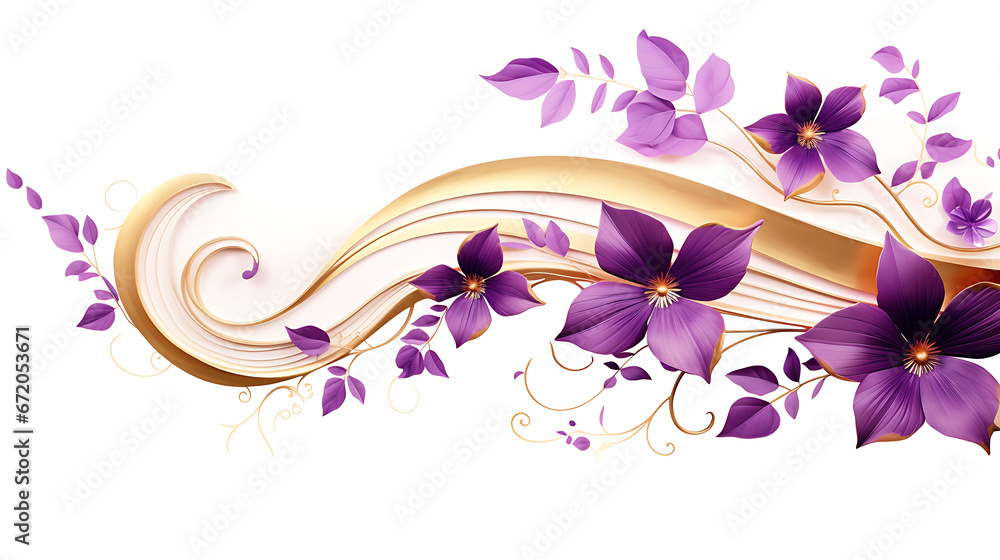 Purple blossom flower isolated on white background