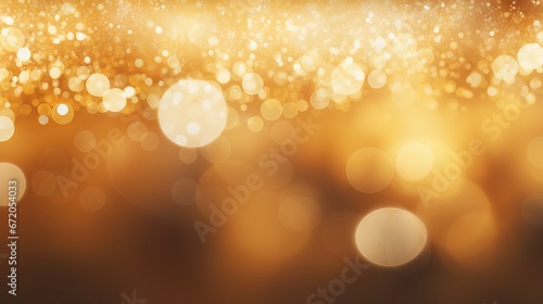Golden Christmas particles and sprinkles for a festive celebration. Shiny golden lights on a dark background. Wallpaper, gift wrap, or web design idea.