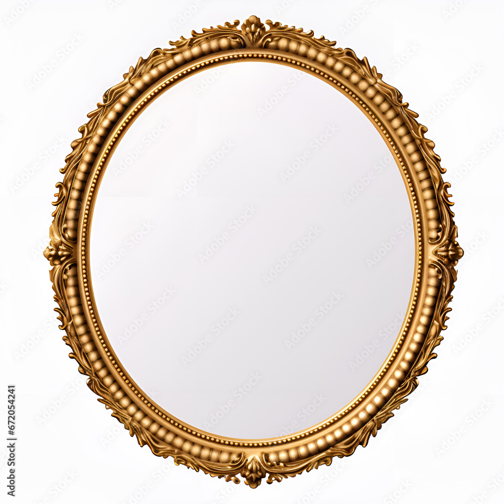 Antique circle frame gold isolated, Generative AI Gold vintage frame
