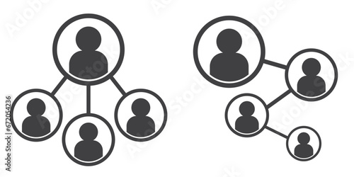 Business Management Outline Icon , Referral icon isolated on white background. Symbol of a group of people or multiple users or friends.People Network Social Connection Icon Vector. photo