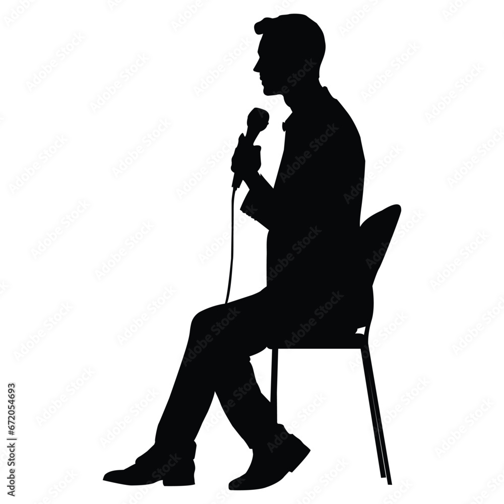 Person with Microphone Silhouette
