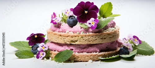 Gourmet tea bread image featuring a homemade cookie shaped like a macha flower with a delightful berry flavor
