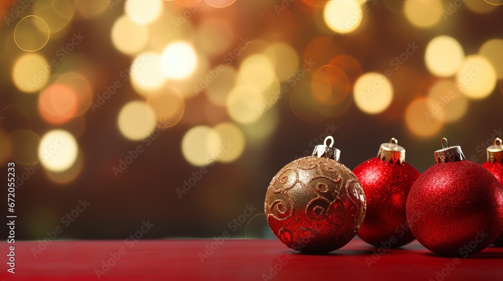Beautiful Christmas balls banner with copy space for holiday greetings and festive decorations Beautiful Christmas balls banner with copy space for holiday greetings and festive decorations
