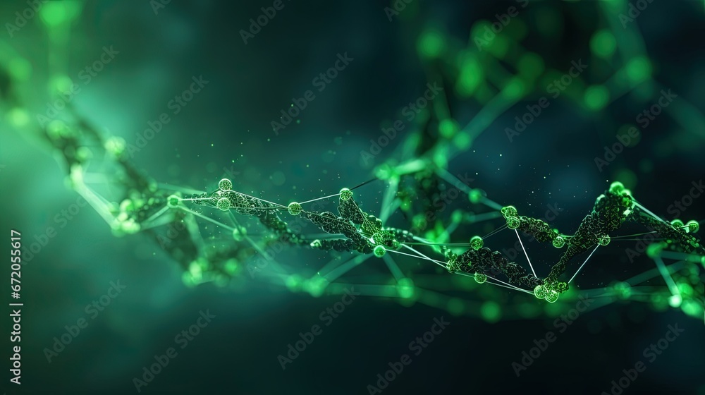 Molecular background with DNA. Network concept. Music sound wave. Big