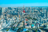 aerial view of Tokyo  （Tokyo tower under blue sky ）