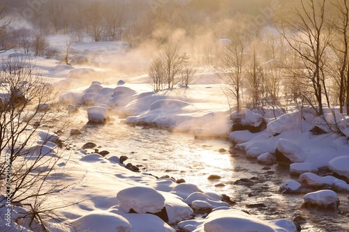冬の朝の風景　白馬村