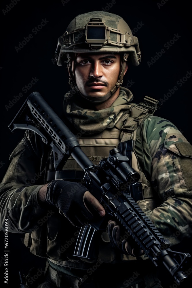 Army soldier staying with weapon. Greeting card for Veterans Day , Memorial Day, Independence Day Army soldier staying with weapon. Greeting card for Veterans Day , Memorial Day, Independence Day