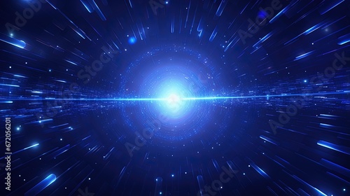 Obraz na płótnie Blue glowing new technology in space, computer generated abstract background