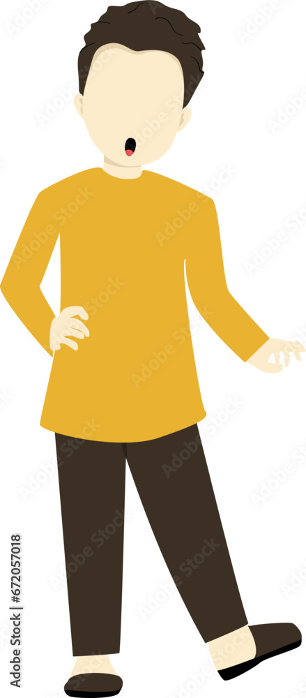 Islamic boy happy character bring ketupat illustration Islamic boy happy character bring ketupat illustration