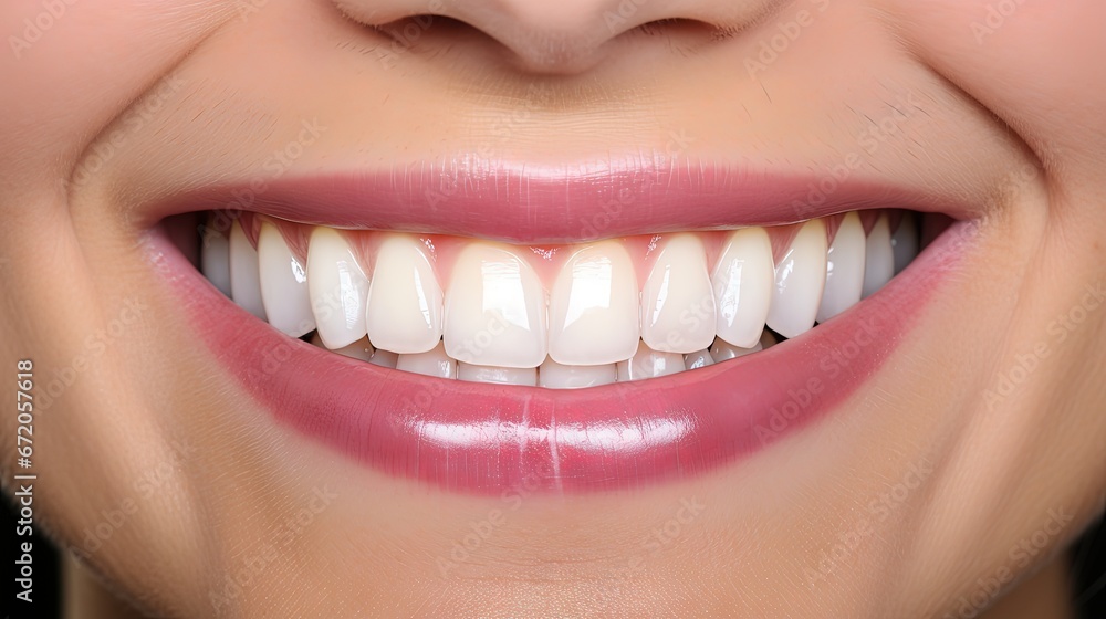 Obraz premium Before and after of Close up smile of smile makeover with dental veneer treatment.
