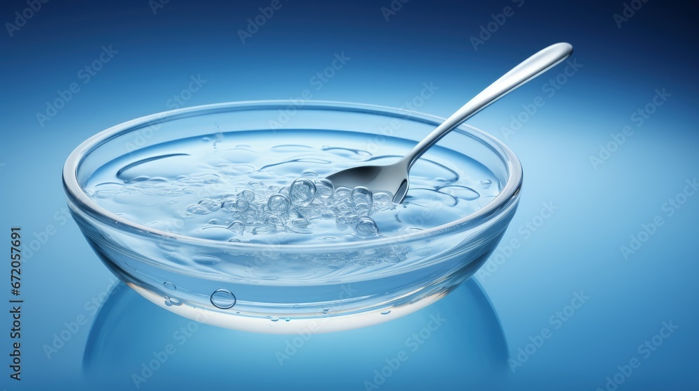 Petri dish and dropper on silver blue background Petri dish and dropper on silver blue background