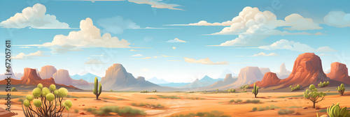 simple colourful painting of the desert landscape, a cute picturesque environment in natural harmonious colours