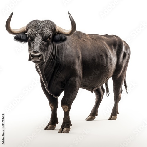 Bull in white background, AI generated Image