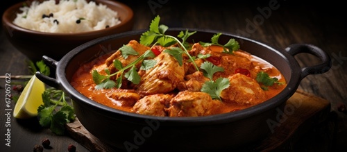 A curry dish made with flavorful chicken and a touch of heat