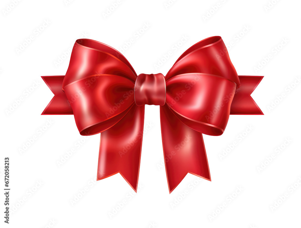 Fototapeta premium Red ribbon and bow isolated on transparent