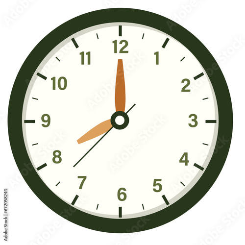 Wall Clock Show Time at 8 o'clock, Round Clock Illustration