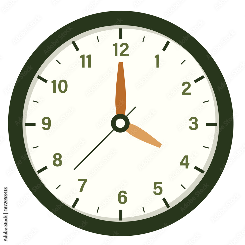 Wall Clock Show Time at 4 o'clock, Round Clock Illustration Wall Clock Show Time at 4 o'clock, Round Clock Illustration