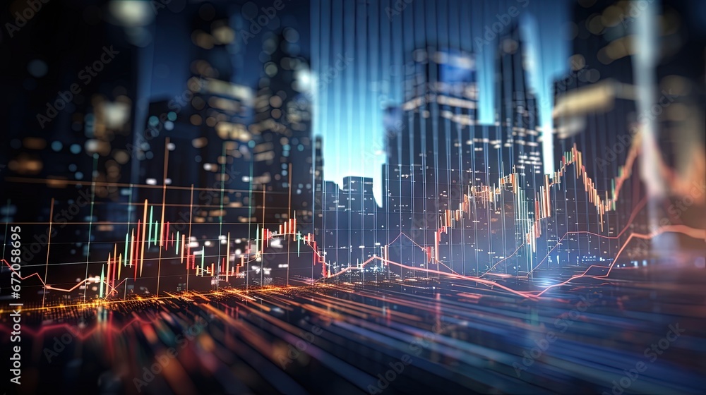 Fototapeta premium Stock market or forex trading graph. Chart in financial market. Abstract finance background.