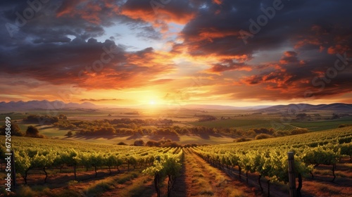 A Beautiful Sunset over a Barossa Vineyard photo