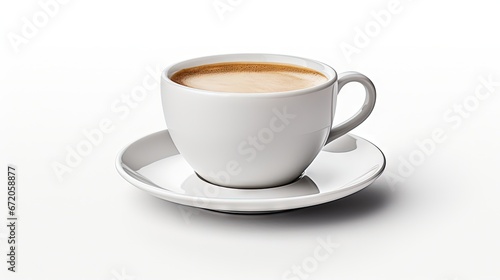 White cup of coffee on the white background.