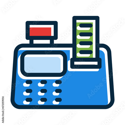 Cash Machine Vector Thick Line Filled Dark Colors