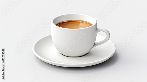 White cup of coffee on the white background.