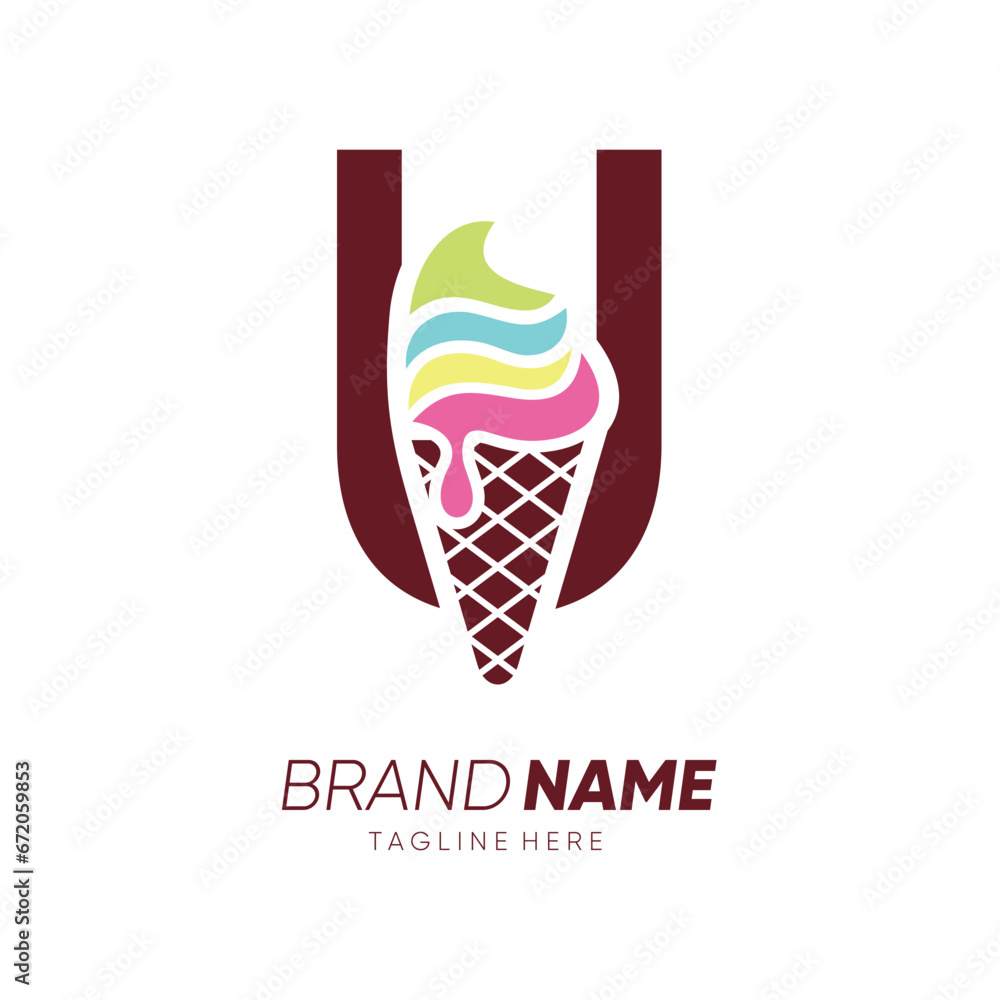 Initial Letter U Ice Cream Logo Design Vector Icon Graphic Emblem Illustration Initial Letter U Ice Cream Logo Design Vector Icon Graphic Emblem Illustration