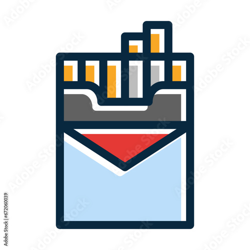 Cigarette Vector Thick Line Filled Dark Colors