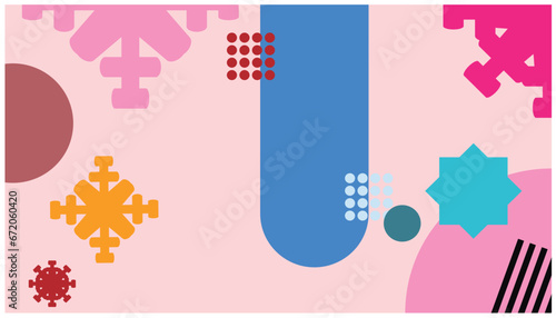 Illustration of a blue background with a lot of geometric elements. Abstract background in retro style with geometric elements. Vector illustration for your design.