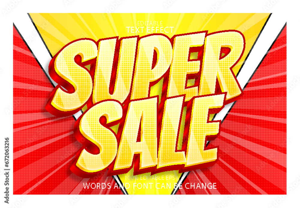 super sale editable text effect emboss comic style