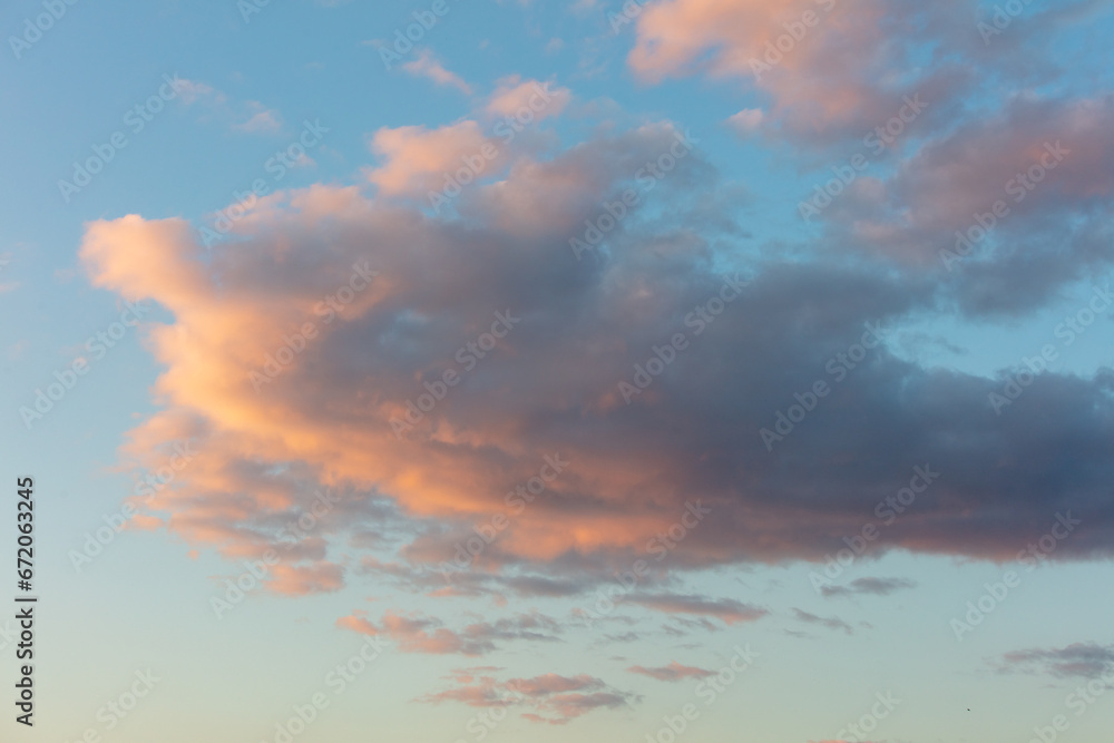 Colorful clouds on the blue sky at sunset
