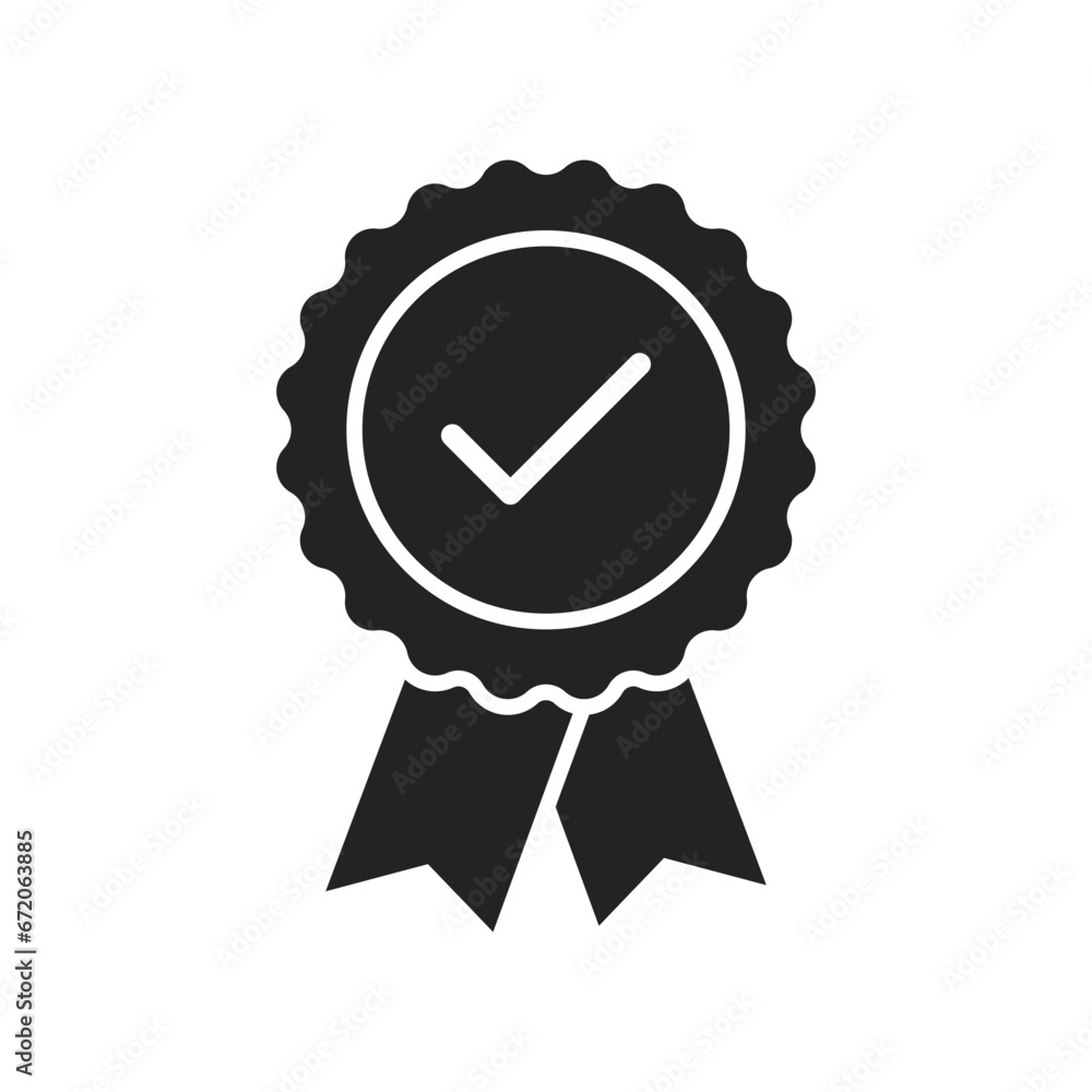 Award Medal Badge Approved Tick Icon Vector Illustration Award Medal Badge Approved Tick Icon Vector Illustration