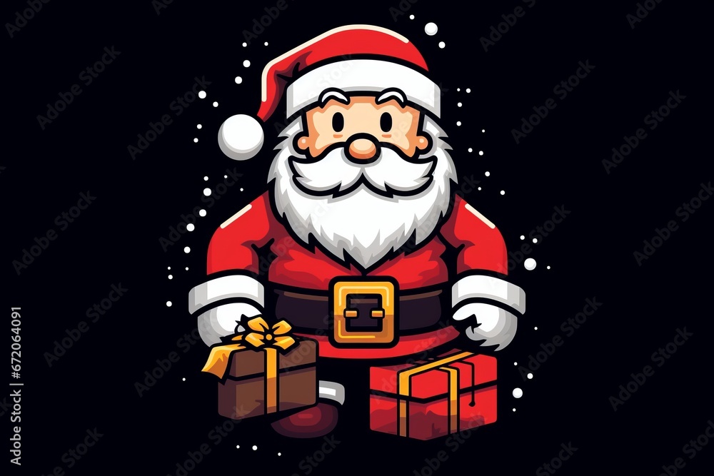 Santa Claus in the style of flat illustration, 8-bit 2D Santa Claus in the style of flat illustration, 8-bit 2D