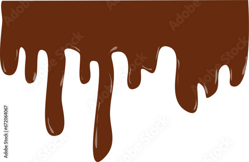 Delicious flowing melted chocolate border illustration with transparent background