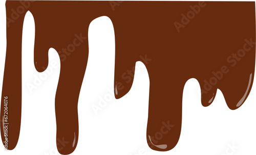 Delicious flowing melted chocolate border illustration with transparent background