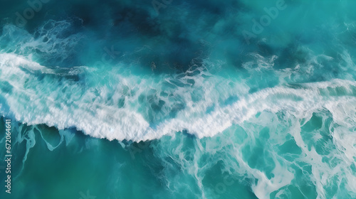 surface waves on the beach,  Blue sea surface, top view © Planetz