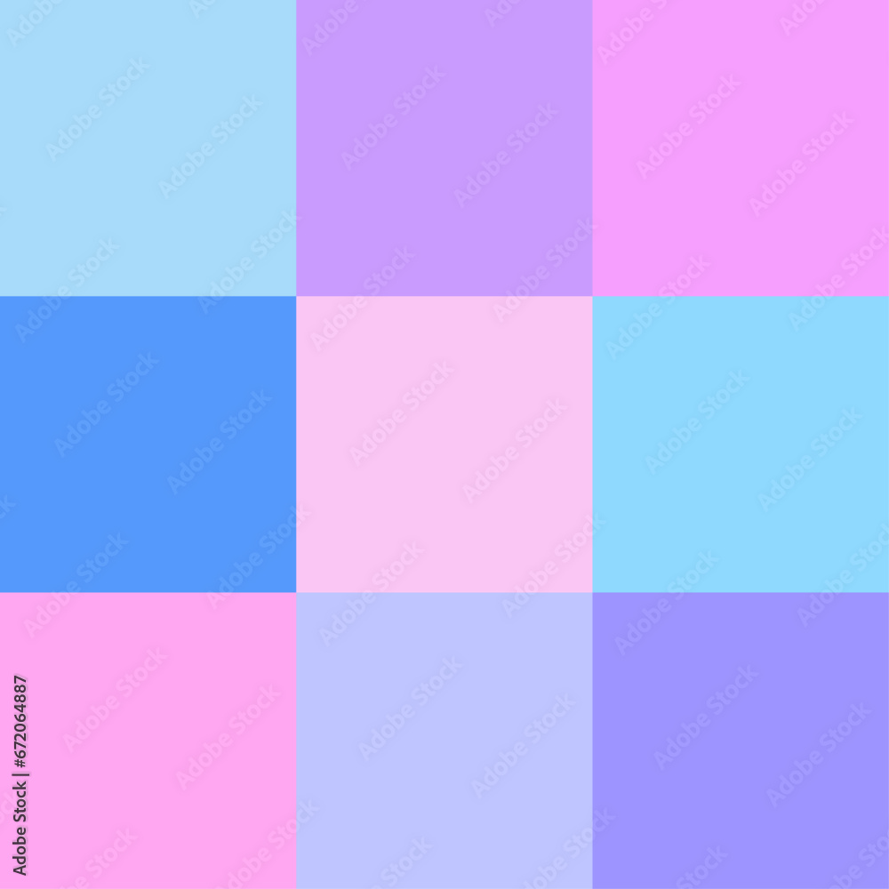 9分割したレトロポップなカラーリングの正方形 - 寒色系のカラフルな四角いブロックの背景素材
