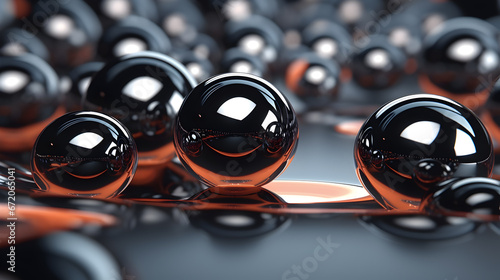 Floating spheres 3d rendering 