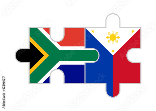puzzle pieces of south africa and philippines flags. vector illustration isolated on white background
