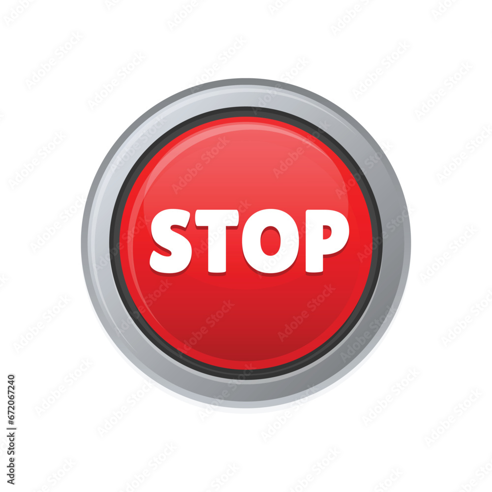 Red Stop Button on White Background. Vector Red Stop Button on White Background. Vector